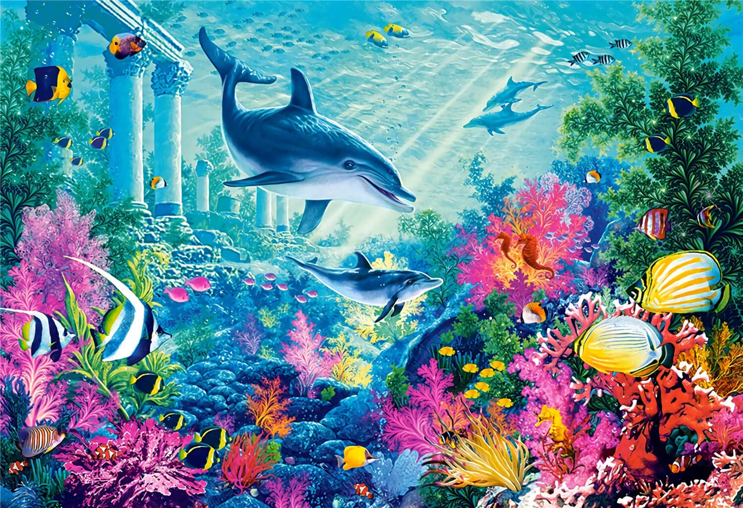 イルカと魚のパズル Amazon.co.jp: 300ピース ジグソーパズル 究極パズル、イルカと